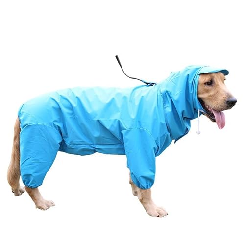 SARUEL Outdoor-Regenmantel Für Große Hunde,Wasserdicht,Kleidung Für Große Hunde,All-Inclusive-Regenjacke,Reflektierend,Mittelgroßer Poncho Für Große Hunde,Blau,5XL von SARUEL