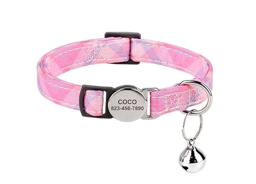 SARUEL Personalisierte Katzenhalsbänder,Sichere Breakaway-Kätzchen-Halskette,Schnellverschluss Für Katzen,Rosa,18-28cm SARUEL Personalisierte Katzenhalsbänder,Sichere Breakaway-Kätzchen-Halskette,Schnellverschluss Für Katzen,Rosa,18-28cm von SARUEL