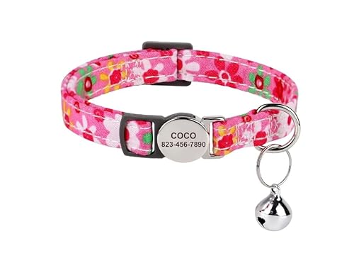 SARUEL Personalisierte Katzenhalsbänder,Sichere Breakaway-Kätzchen-Halskette,Schnellverschluss Für Katzen,Rose,18-28cm SARUEL Personalisierte Katzenhalsbänder,Sichere Breakaway-Kätzchen-Halskette,Schnellverschluss Für Katzen,Rose,18-28cm von SARUEL