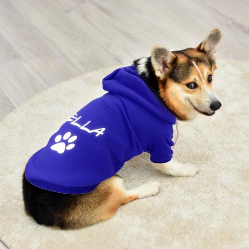 SARUEL Personalisierter Hunde-Kapuzenpullover,Hunde-Katzen-Kleidung,Weiche Baumwolle,Kosename-Kleidung Für Kleine,Mittelgroße Hunde Und Katzen,Blau,XL von SARUEL