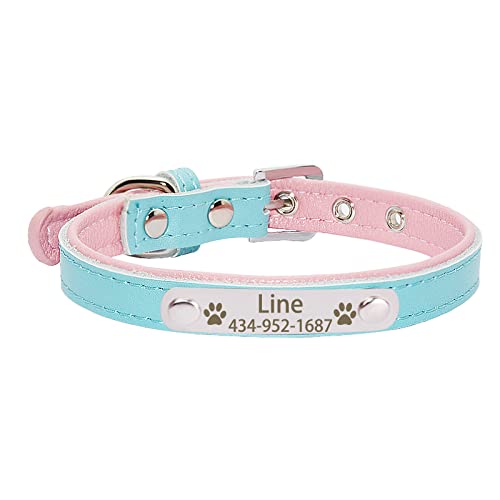 SARUEL Personalisiertes,Graviertes Namensschild,Haustier-Hundehalsband Für Kleine,Mittelgroße Hunde,Benutzerdefiniertes ID-Typenschild,Welpen,Katze,Hundehalsband,Blau,S von SARUEL