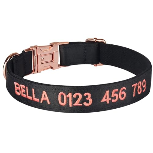 SARUEL Personalisiertes Basic Hundehalsband Massives Halsband Benutzerdefinierte Welpenhalsbänder Männlich Weiblich Angepasstes Haustierhalsband Für Die Ganze Saison,Schwarz,S 26-41cm SARUEL Personalisiertes Basic Hundehalsband Massives Halsband Benutzerdefinierte Welpenhalsbänder Männlich Weiblich Angepasstes Haustierhalsband Für Die Ganze Saison,Schwarz,S 26-41cm von SARUEL