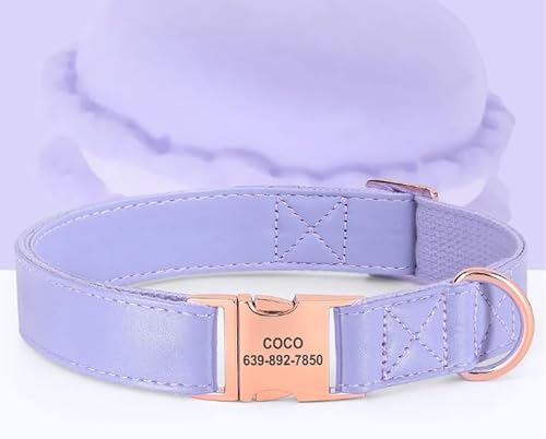 SARUEL Personalisiertes Hunde-ID-Halsband,Personalisiertes Leder-Hundehalsband,Haustier-Schnallenhalsband Für Kleine,Mittelgroße Und Große Hunde,Pitbull,Lila,L SARUEL Personalisiertes Hunde-ID-Halsband,Personalisiertes Leder-Hundehalsband,Haustier-Schnallenhalsband Für Kleine,Mittelgroße Und Große Hunde,Pitbull,Lila,L von SARUEL