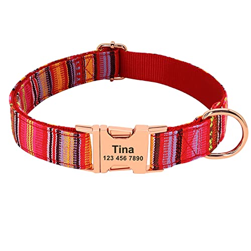 SARUEL Personalisiertes Hunde-ID-Halsband Aus Nylon,Individuelle Hunde-Namensschild-Halskette,Gravurdruck,Verstellbare Halsbänder Für Kleine Und Große Hunde,Rot,S SARUEL Personalisiertes Hunde-ID-Halsband Aus Nylon,Individuelle Hunde-Namensschild-Halskette,Gravurdruck,Verstellbare Halsbänder Für Kleine Und Große Hunde,Rot,S von SARUEL