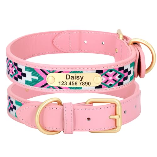 SARUEL Personalisiertes Hundehalsband,Handgefertigte Leder-Hundekatzen-Halskette Für Kleine,Mittelgroße Und Große Hundehalsbänder,Heimtierbedarf,Rosa,M SARUEL Personalisiertes Hundehalsband,Handgefertigte Leder-Hundekatzen-Halskette Für Kleine,Mittelgroße Und Große Hundehalsbänder,Heimtierbedarf,Rosa,M von SARUEL