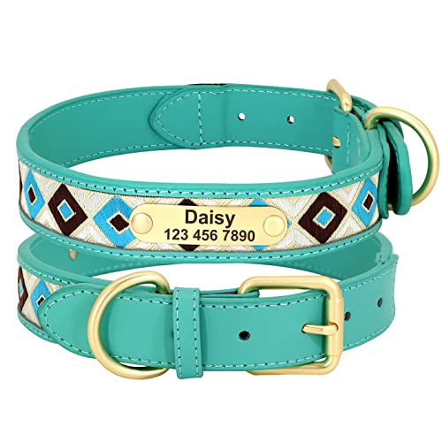 SARUEL Personalisiertes Hundehalsband,Hundehalsbänder,Bunt Bedruckte Haustierhalskette Mit Graviertem ID-Tag Für Kleine,Mittelgroße Hunde,Blau,S von SARUEL