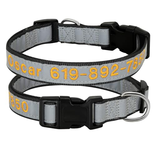 SARUEL Personalisiertes Hundehalsband,Reflektierendes Nylon,Hunde-ID-Halsband,Haustiername,Telefonnummer,Verstellbar,Für Kleine,Große Hunde,Mops,20-1 Schwarz,L 35-57cm SARUEL Personalisiertes Hundehalsband,Reflektierendes Nylon,Hunde-ID-Halsband,Haustiername,Telefonnummer,Verstellbar,Für Kleine,Große Hunde,Mops,20-1 Schwarz,L 35-57cm von SARUEL