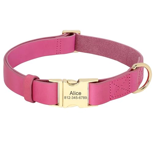SARUEL Personalisiertes Hundehalsband Aus Leder,Maßgeschneidertes Haustier-Schnallenhalsband Für Kleine,Mittelgroße Und Große Hunde,Bulldogge,Mops,Rosa,L SARUEL Personalisiertes Hundehalsband Aus Leder,Maßgeschneidertes Haustier-Schnallenhalsband Für Kleine,Mittelgroße Und Große Hunde,Bulldogge,Mops,Rosa,L von SARUEL