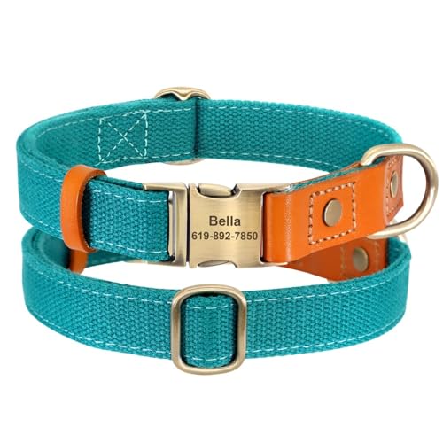 SARUEL Personalisiertes Hundehalsband Aus Nylon,Strapazierfähiges,Individuelles ID-Halsband Mit Gravur,Verstellbar Für Kleine,Mittelgroße Und Große Hunde,Blau,M SARUEL Personalisiertes Hundehalsband Aus Nylon,Strapazierfähiges,Individuelles ID-Halsband Mit Gravur,Verstellbar Für Kleine,Mittelgroße Und Große Hunde,Blau,M von SARUEL