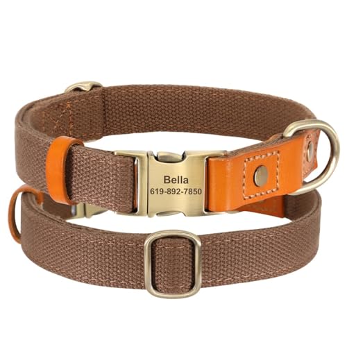 SARUEL Personalisiertes Hundehalsband Aus Nylon,Strapazierfähiges,Individuelles ID-Halsband Mit Gravur,Verstellbar Für Kleine,Mittelgroße Und Große Hunde,braun,L SARUEL Personalisiertes Hundehalsband Aus Nylon,Strapazierfähiges,Individuelles ID-Halsband Mit Gravur,Verstellbar Für Kleine,Mittelgroße Und Große Hunde,braun,L von SARUEL