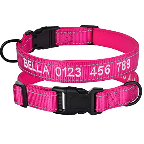 SARUEL Personalisiertes Hundehalsband Aus Nylon,Verstellbar,Welpen-ID-Halsbänder,Rose,L 35-53cm SARUEL Personalisiertes Hundehalsband Aus Nylon,Verstellbar,Welpen-ID-Halsbänder,Rose,L 35-53cm von SARUEL