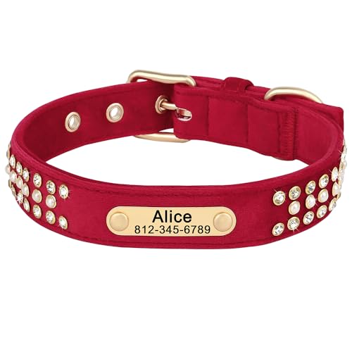 SARUEL Personalisiertes Hundehalsband Aus Sude-Leder Für Kleine,Mittelgroße Und Große Hunde,Rot,L SARUEL Personalisiertes Hundehalsband Aus Sude-Leder Für Kleine,Mittelgroße Und Große Hunde,Rot,L von SARUEL