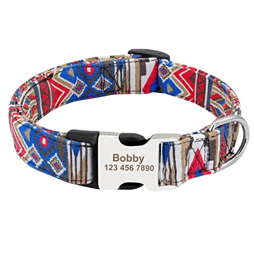 SARUEL Personalisiertes Hundehalsband Custom Fashion Nylon Print Gravierter Name Puppy Cat Pet Collars ID Tag Für Kleine Mittelgroße Hunde,Dunkelblau,S SARUEL Personalisiertes Hundehalsband Custom Fashion Nylon Print Gravierter Name Puppy Cat Pet Collars ID Tag Für Kleine Mittelgroße Hunde,Dunkelblau,S von SARUEL