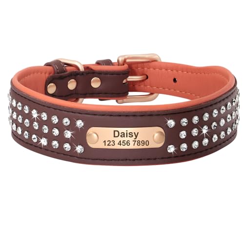 SARUEL Personalisiertes Hundehalsband Für Mittelgroße Und Große Hunde,Französische Bulldogge,Pitbull,Haustier,Welpe,Namensschild,ID-Tag-Halsbänder,Rosa,L,Braun SARUEL Personalisiertes Hundehalsband Für Mittelgroße Und Große Hunde,Französische Bulldogge,Pitbull,Haustier,Welpe,Namensschild,ID-Tag-Halsbänder,Rosa,L,Braun von SARUEL