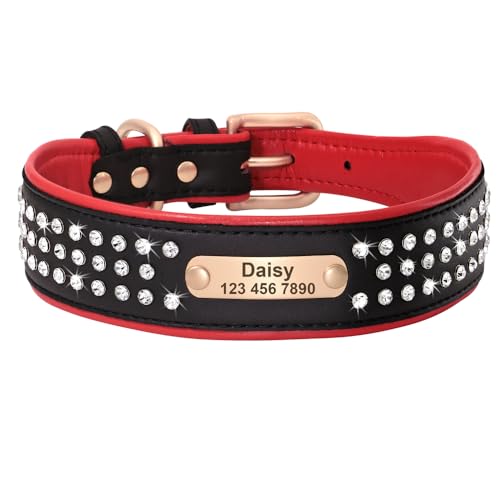SARUEL Personalisiertes Hundehalsband Für Mittelgroße Und Große Hunde,Französische Bulldogge,Pitbull,Haustier,Welpe,Namensschild,ID-Tag-Halsbänder,Rosa,L,Schwarz SARUEL Personalisiertes Hundehalsband Für Mittelgroße Und Große Hunde,Französische Bulldogge,Pitbull,Haustier,Welpe,Namensschild,ID-Tag-Halsbänder,Rosa,L,Schwarz von SARUEL