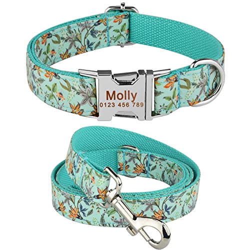 SARUEL Personalisiertes Hundehalsband Mit Eingraviertem ID-Namen Reflektierendes Nylon XS-L Personalisiertes Hundehalsband-Leine-Set ID-Name Telefonnummer-Tag,Grün,Hundeleine M SARUEL Personalisiertes Hundehalsband Mit Eingraviertem ID-Namen Reflektierendes Nylon XS-L Personalisiertes Hundehalsband-Leine-Set ID-Name Telefonnummer-Tag,Grün,Hundeleine M von SARUEL