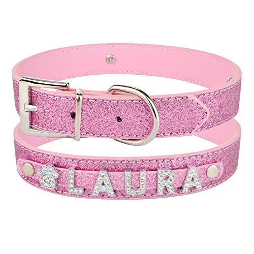 SARUEL Personalisiertes Hundehalsband Mit Glänzendem Kosenamen,Kompatibel Mit Katzen,Rosa,S 27-33cm SARUEL Personalisiertes Hundehalsband Mit Glänzendem Kosenamen,Kompatibel Mit Katzen,Rosa,S 27-33cm von SARUEL