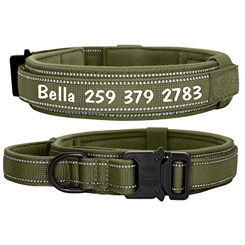 SARUEL Personalisiertes Hundehalsband Mit Griff Hundehalsbänder Benutzerdefinierte Haustierhalsbänder Für Mittelgroße Hunde Bulldogge,Grün,XL von SARUEL