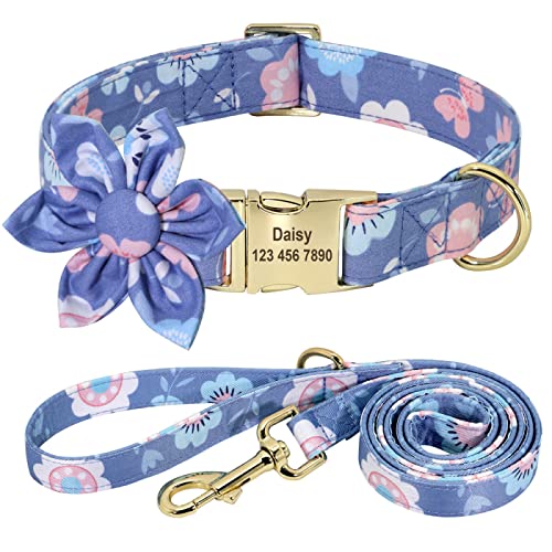SARUEL Personalisiertes Hundehalsband-Set,Bedrucktes Nylon-Haustierhalsband,Graviertes Haustier-Blumenhalsband,Gehleine Für Kleine,Mittelgroße Und Große Hunde,Violett,M SARUEL Personalisiertes Hundehalsband-Set,Bedrucktes Nylon-Haustierhalsband,Graviertes Haustier-Blumenhalsband,Gehleine Für Kleine,Mittelgroße Und Große Hunde,Violett,M von SARUEL