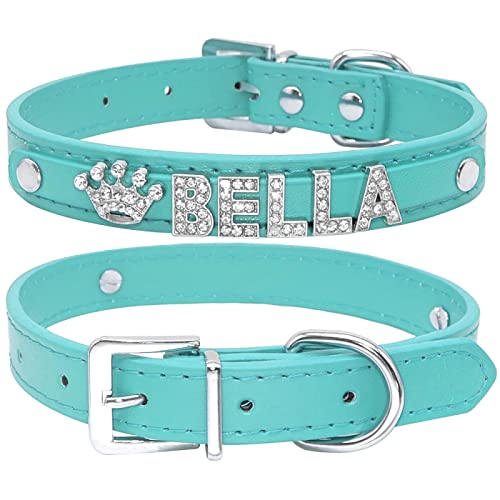 SARUEL Personalisiertes Hundehalsband Welpen Katze ID Halsbänder Herz Stern Hundezubehör Für Kleine Mittelgroße Hunde Chihuahua,Blau,26 Bis 33cm von SARUEL