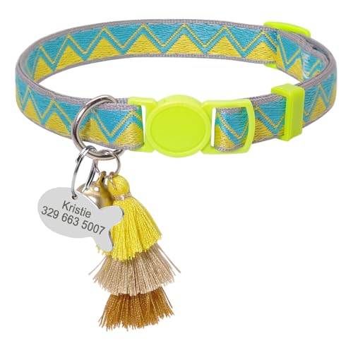 SARUEL Personalisiertes Katzenhalsband Custom Safety Kitten Puppy Halsbänder Mit Glocke Cute Pet Cats Halskette Zubehör Collares para Gatos,Gelb Und Blau,20 Bis 32cm SARUEL Personalisiertes Katzenhalsband Custom Safety Kitten Puppy Halsbänder Mit Glocke Cute Pet Cats Halskette Zubehör Collares para Gatos,Gelb Und Blau,20 Bis 32cm von SARUEL