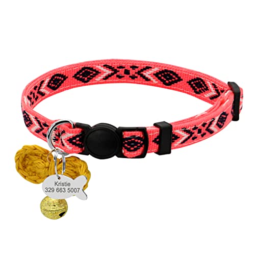 SARUEL Personalisiertes Katzenhalsband Custom Safety Kitten Puppy Halsbänder Mit Glocke Cute Pet Cats Halskette Zubehör Collares para Gatos,Pink Blau,21 Bis 34cm SARUEL Personalisiertes Katzenhalsband Custom Safety Kitten Puppy Halsbänder Mit Glocke Cute Pet Cats Halskette Zubehör Collares para Gatos,Pink Blau,21 Bis 34cm von SARUEL