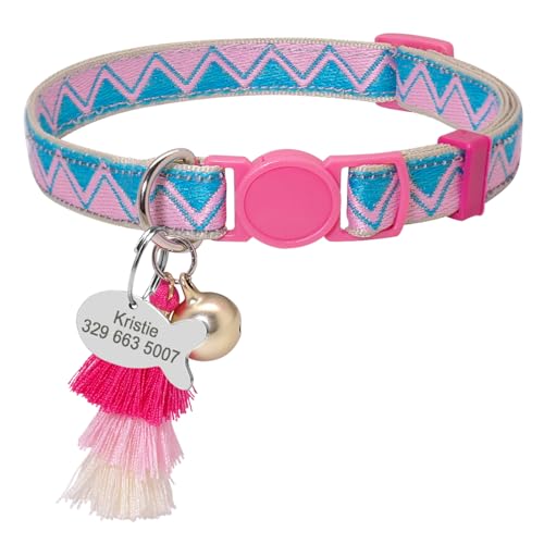 SARUEL Personalisiertes Katzenhalsband Custom Safety Kitten Puppy Halsbänder Mit Glocke Cute Pet Cats Halskette Zubehör Collares para Gatos,Rosa Und Blau,20 Bis 32cm SARUEL Personalisiertes Katzenhalsband Custom Safety Kitten Puppy Halsbänder Mit Glocke Cute Pet Cats Halskette Zubehör Collares para Gatos,Rosa Und Blau,20 Bis 32cm von SARUEL