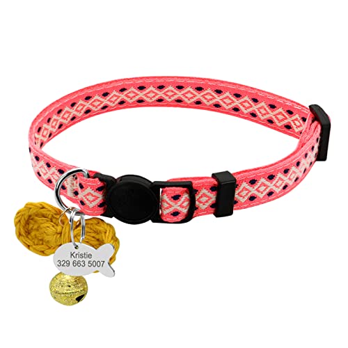 SARUEL Personalisiertes Katzenhalsband Custom Safety Kitten Puppy Halsbänder Mit Glocke Cute Pet Cats Halskette Zubehör Collares para Gatos,Weiß Rosa,21 Bis 34cm SARUEL Personalisiertes Katzenhalsband Custom Safety Kitten Puppy Halsbänder Mit Glocke Cute Pet Cats Halskette Zubehör Collares para Gatos,Weiß Rosa,21 Bis 34cm von SARUEL