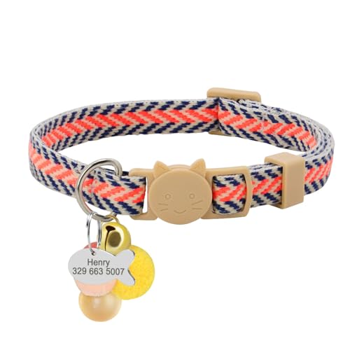SARUEL Personalisiertes Katzenhalsband Mit Schnellverschluss,Personalisierbar,Mit Glocke,Haustierzubehör,Verstellbar Für Katzen,Orange,20-32cm SARUEL Personalisiertes Katzenhalsband Mit Schnellverschluss,Personalisierbar,Mit Glocke,Haustierzubehör,Verstellbar Für Katzen,Orange,20-32cm von SARUEL