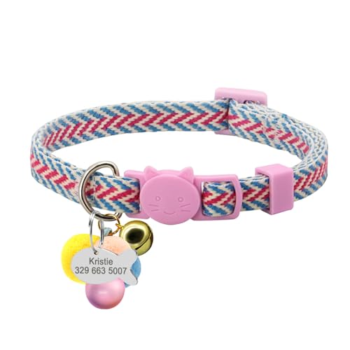 SARUEL Personalisiertes Katzenhalsband Mit Schnellverschluss,Personalisierbar,Mit Glocke,Haustierzubehör,Verstellbar Für Katzen,Rosa,20-32cm SARUEL Personalisiertes Katzenhalsband Mit Schnellverschluss,Personalisierbar,Mit Glocke,Haustierzubehör,Verstellbar Für Katzen,Rosa,20-32cm von SARUEL