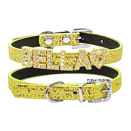 SARUEL Personalisiertes Katzenhalsband Name Benutzerdefinierter Name Katzenhalsband Haustierhalsband Für Kätzchen Welpen Kleines Hundehalsband,Gold,XS (15 Cm-22 cm) von SARUEL