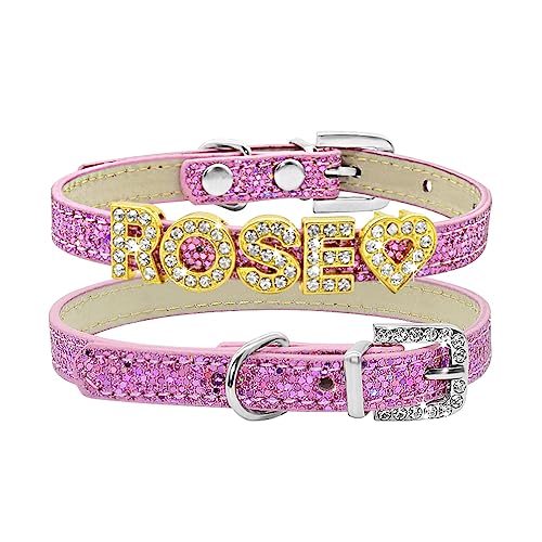 SARUEL Personalisiertes Katzenhalsband Name Katzenhalsband Weiches Haustierhalsband Für Kätzchen Welpen Kleines Hundehalsband,Rosa,XS (15 Cm-22 cm) von SARUEL