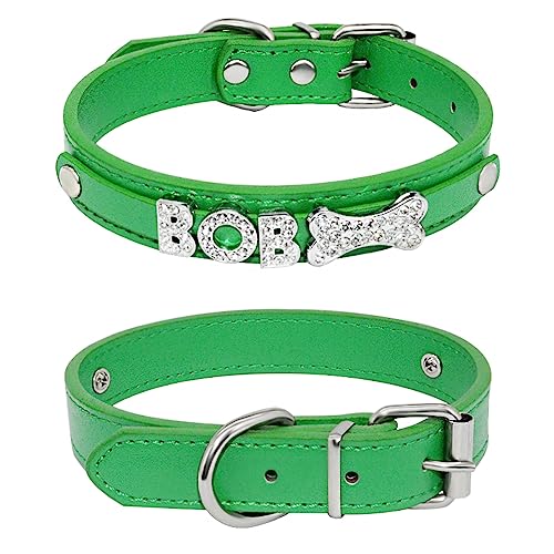SARUEL Personalisiertes Namens-Hundehalsband Aus Leder Mit Individuellem Namen Für Kleine,Mittelgroße Und Große Hunde,Grün,S SARUEL Personalisiertes Namens-Hundehalsband Aus Leder Mit Individuellem Namen Für Kleine,Mittelgroße Und Große Hunde,Grün,S von SARUEL