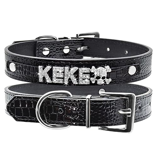 SARUEL Personalisiertes Namenshalsband Für Katzen Und Hunde Mit Individuellem Namen Aus Leder Für Kleine,Mittelgroße Hunde,EYW-Schwarz,XS SARUEL Personalisiertes Namenshalsband Für Katzen Und Hunde Mit Individuellem Namen Aus Leder Für Kleine,Mittelgroße Hunde,EYW-Schwarz,XS von SARUEL