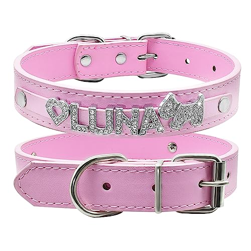SARUEL Personalisiertes Namenshalsband Für Katzen Und Hunde Mit Individuellem Namen Aus Leder Für Kleine,Mittelgroße Hundehalsbänder,Rosa,L SARUEL Personalisiertes Namenshalsband Für Katzen Und Hunde Mit Individuellem Namen Aus Leder Für Kleine,Mittelgroße Hundehalsbänder,Rosa,L von SARUEL