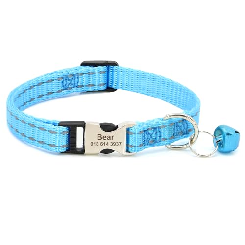 SARUEL Personalisiertes Namensschild,Katzenhalsband,Sicherheit,Individuelles Katzenhalsband,Halskette,ID-Namensschild Für Welpen,Kätzchen,Katzen,Zubehör,S,Blau 18-28cm SARUEL Personalisiertes Namensschild,Katzenhalsband,Sicherheit,Individuelles Katzenhalsband,Halskette,ID-Namensschild Für Welpen,Kätzchen,Katzen,Zubehör,S,Blau 18-28cm von SARUEL