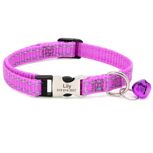 SARUEL Personalisiertes Namensschild,Katzenhalsband,Sicherheit,Individuelles Katzenhalsband,Halskette,ID-Namensschild Für Welpen,Kätzchen,Katzen,Zubehör,S,Purple18-28cm SARUEL Personalisiertes Namensschild,Katzenhalsband,Sicherheit,Individuelles Katzenhalsband,Halskette,ID-Namensschild Für Welpen,Kätzchen,Katzen,Zubehör,S,Purple18-28cm von SARUEL