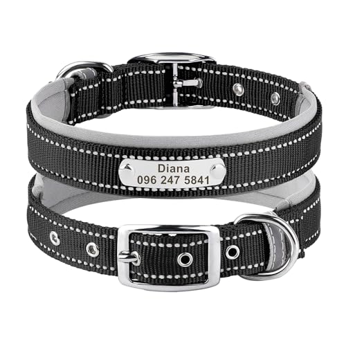 SARUEL Personalisiertes Nylon-Hundehalsband Für Kleine,Mittelgroße Und Große Hunde,Individuelles Haustier-ID-Namensschild-Zubehör,Halsbänder,Schwarz,S SARUEL Personalisiertes Nylon-Hundehalsband Für Kleine,Mittelgroße Und Große Hunde,Individuelles Haustier-ID-Namensschild-Zubehör,Halsbänder,Schwarz,S von SARUEL