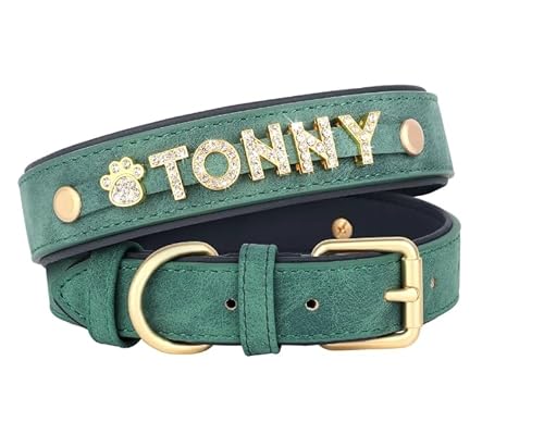 SARUEL Personalisiertes Weiches Hundehalsband Aus Leder Für Welpen,Katzen,ID-Halsbänder,Charm-Hundezubehör Für Kleine Mittelgroße Hunde,Chihuahua,Grün,S SARUEL Personalisiertes Weiches Hundehalsband Aus Leder Für Welpen,Katzen,ID-Halsbänder,Charm-Hundezubehör Für Kleine Mittelgroße Hunde,Chihuahua,Grün,S von SARUEL