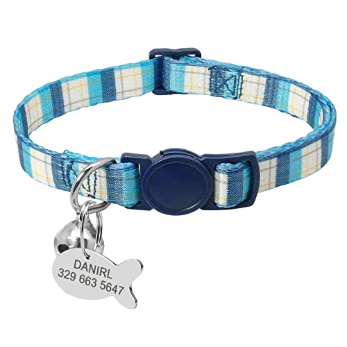 SARUEL Sicherheits-Katzenhalsband Personalisierte Niedliche Kätzchen-Welpen-Halsbänder Mit Glocken-Namensschild-Nylon-Druck-Haustier-Katzen-Halsketten-Zubehör,16-29 cm Hellblau SARUEL Sicherheits-Katzenhalsband Personalisierte Niedliche Kätzchen-Welpen-Halsbänder Mit Glocken-Namensschild-Nylon-Druck-Haustier-Katzen-Halsketten-Zubehör,16-29 cm Hellblau von SARUEL