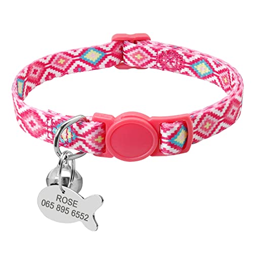SARUEL Sicherheits-Katzenhalsband Personalisierte Niedliche Kätzchen-Welpen-Halsbänder Mit Glocken-Namensschild-Nylon-Druck-Haustier-Katzen-Halsketten-Zubehör,16-29cm Rosa SARUEL Sicherheits-Katzenhalsband Personalisierte Niedliche Kätzchen-Welpen-Halsbänder Mit Glocken-Namensschild-Nylon-Druck-Haustier-Katzen-Halsketten-Zubehör,16-29cm Rosa von SARUEL