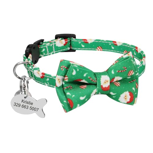 SARUEL Sicherheits-Katzenhalsband Personalisierte Niedliche Kätzchen-Welpen-Halsbänder Mit Glocken-Namensschild-Nylon-Druck-Haustier-Katzen-Halsketten-Zubehör,17-27cm Green SARUEL Sicherheits-Katzenhalsband Personalisierte Niedliche Kätzchen-Welpen-Halsbänder Mit Glocken-Namensschild-Nylon-Druck-Haustier-Katzen-Halsketten-Zubehör,17-27cm Green von SARUEL