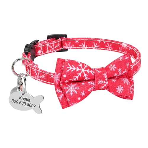 SARUEL Sicherheits-Katzenhalsband Personalisierte Niedliche Kätzchen-Welpen-Halsbänder Mit Glocken-Namensschild-Nylon-Druck-Haustier-Katzen-Halsketten-Zubehör,17-27cm Rot SARUEL Sicherheits-Katzenhalsband Personalisierte Niedliche Kätzchen-Welpen-Halsbänder Mit Glocken-Namensschild-Nylon-Druck-Haustier-Katzen-Halsketten-Zubehör,17-27cm Rot von SARUEL