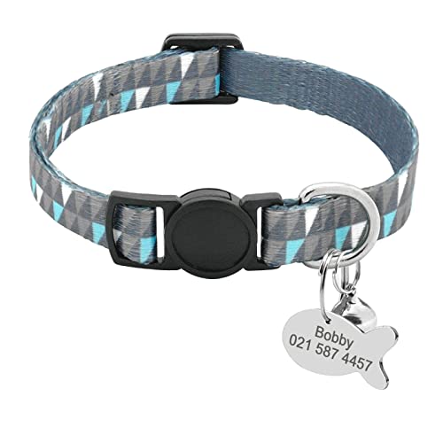 SARUEL Sicherheits-Katzenhalsband Personalisierte Niedliche Kätzchen-Welpen-Halsbänder Mit Glocken-Namensschild-Nylon-Druck-Haustier-Katzen-Halsketten-Zubehör,18-29 cm Grau SARUEL Sicherheits-Katzenhalsband Personalisierte Niedliche Kätzchen-Welpen-Halsbänder Mit Glocken-Namensschild-Nylon-Druck-Haustier-Katzen-Halsketten-Zubehör,18-29 cm Grau von SARUEL