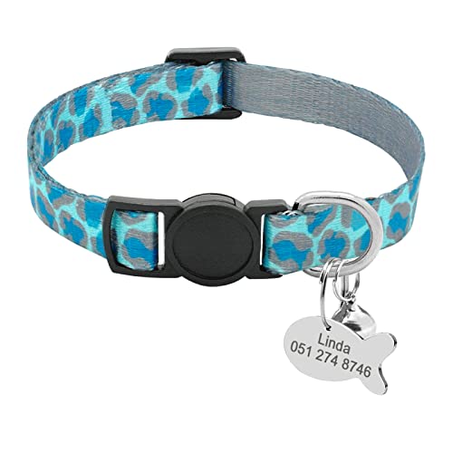 SARUEL Sicherheits-Katzenhalsband Personalisierte Niedliche Kätzchen-Welpen-Halsbänder Mit Glocken-Namensschild-Nylon-Druck-Haustier-Katzen-Halsketten-Zubehör,18-29cm Blau SARUEL Sicherheits-Katzenhalsband Personalisierte Niedliche Kätzchen-Welpen-Halsbänder Mit Glocken-Namensschild-Nylon-Druck-Haustier-Katzen-Halsketten-Zubehör,18-29cm Blau von SARUEL