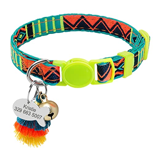 SARUEL Sicherheits-Katzenhalsband Personalisierte Niedliche Kätzchen-Welpen-Halsbänder Mit Glocken-Namensschild-Nylon-Druck-Haustier-Katzen-Halsketten-Zubehör,20-30cm Orange SARUEL Sicherheits-Katzenhalsband Personalisierte Niedliche Kätzchen-Welpen-Halsbänder Mit Glocken-Namensschild-Nylon-Druck-Haustier-Katzen-Halsketten-Zubehör,20-30cm Orange von SARUEL