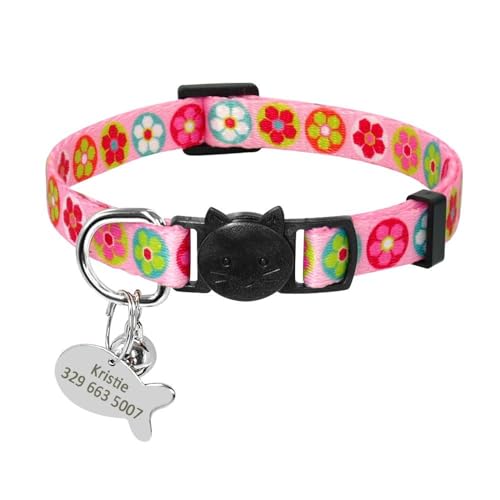 SARUEL Sicherheits-Katzenhalsband Personalisierte Niedliche Kätzchen-Welpen-Halsbänder Mit Glocken-Namensschild-Nylon-Druck-Haustier-Katzen-Halsketten-Zubehör,21-30cm Rosa SARUEL Sicherheits-Katzenhalsband Personalisierte Niedliche Kätzchen-Welpen-Halsbänder Mit Glocken-Namensschild-Nylon-Druck-Haustier-Katzen-Halsketten-Zubehör,21-30cm Rosa von SARUEL