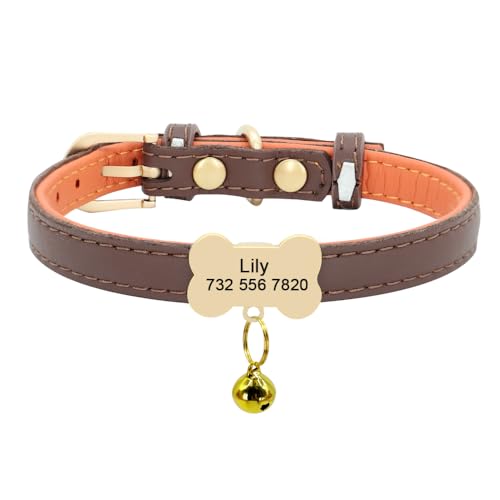 SARUEL Süßes Individuelles Katzenhalsband,Personalisiertes Katzenhalsband Für Kleine Hunde,Katzen,Kätzchen,Welpen,Namensschild-Halsbänder,Zubehör,braun,XS SARUEL Süßes Individuelles Katzenhalsband,Personalisiertes Katzenhalsband Für Kleine Hunde,Katzen,Kätzchen,Welpen,Namensschild-Halsbänder,Zubehör,braun,XS von SARUEL