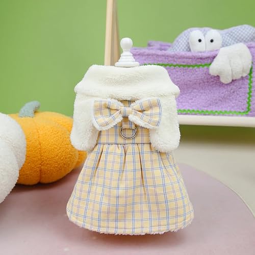 SARUEL Warmes Winter-Hundekleid,Süßer Karierter Welpenrock Mit Hasenohren,Baumwollkleidung Für Kleine Hunde,Katzen,Chihuahua-Outfit,Teddy-Kostüme,Yellow,XL SARUEL Warmes Winter-Hundekleid,Süßer Karierter Welpenrock Mit Hasenohren,Baumwollkleidung Für Kleine Hunde,Katzen,Chihuahua-Outfit,Teddy-Kostüme,Yellow,XL von SARUEL