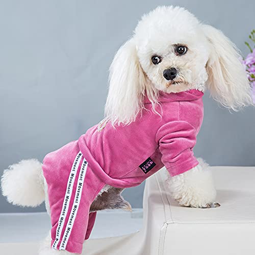 SARUEL Winter-Haustier-Hunde-Sweatshirt-Welpen-Warmer Overall Für Kleine Hunde-Hoodie-Anzug-Chihuahua-Outfits-Kleidung,Rosa,L von SARUEL